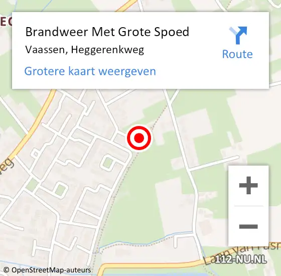 Locatie op kaart van de 112 melding: Brandweer Met Grote Spoed Naar Vaassen, Heggerenkweg op 23 september 2024 09:55