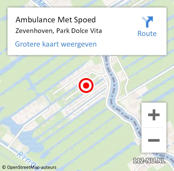 Locatie op kaart van de 112 melding: Ambulance Met Spoed Naar Zevenhoven, Park Dolce Vita op 23 september 2024 09:57