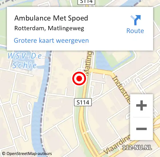 Locatie op kaart van de 112 melding: Ambulance Met Spoed Naar Rotterdam, Matlingeweg op 23 september 2024 10:16