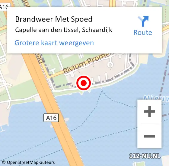 Locatie op kaart van de 112 melding: Brandweer Met Spoed Naar Capelle aan den IJssel, Schaardijk op 23 september 2024 10:16