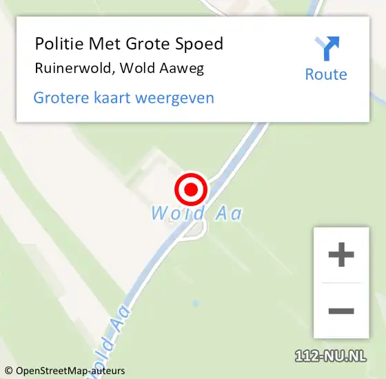 Locatie op kaart van de 112 melding: Politie Met Grote Spoed Naar Ruinerwold, Wold Aaweg op 23 september 2024 10:33