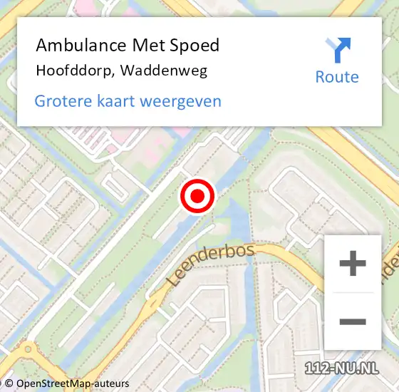 Locatie op kaart van de 112 melding: Ambulance Met Spoed Naar Hoofddorp, Waddenweg op 23 september 2024 10:45