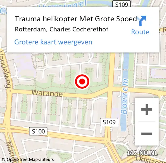 Locatie op kaart van de 112 melding: Trauma helikopter Met Grote Spoed Naar Rotterdam, Charles Cocherethof op 23 september 2024 10:45