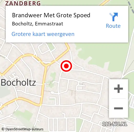 Locatie op kaart van de 112 melding: Brandweer Met Grote Spoed Naar Bocholtz, Emmastraat op 23 september 2024 10:56