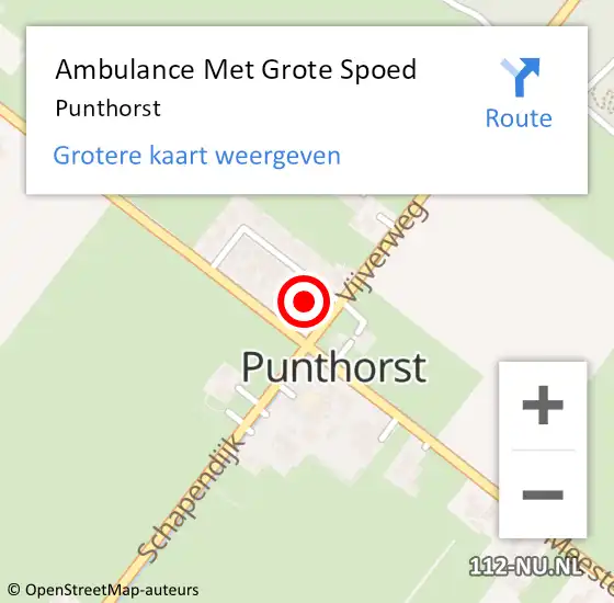 Locatie op kaart van de 112 melding: Ambulance Met Grote Spoed Naar Punthorst op 23 september 2024 11:08