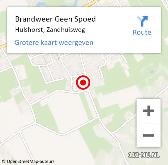 Locatie op kaart van de 112 melding: Brandweer Geen Spoed Naar Hulshorst, Zandhuisweg op 23 september 2024 11:27