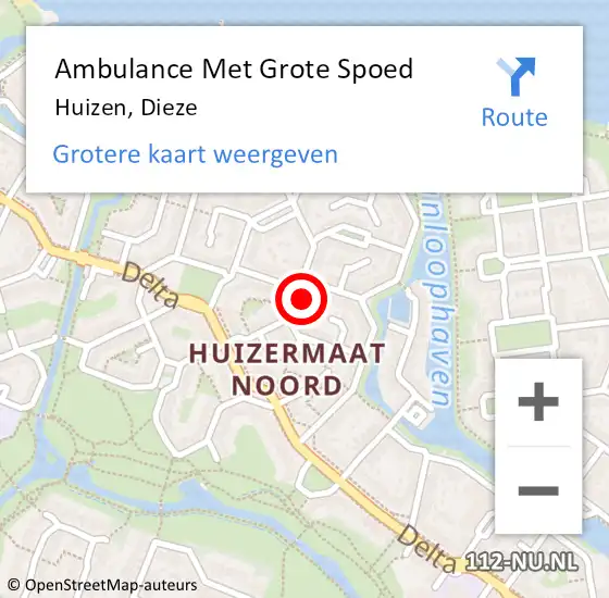 Locatie op kaart van de 112 melding: Ambulance Met Grote Spoed Naar Huizen, Dieze op 21 oktober 2014 06:55