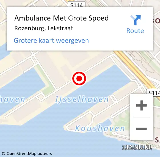 Locatie op kaart van de 112 melding: Ambulance Met Grote Spoed Naar Rozenburg, Lekstraat op 23 september 2024 11:47