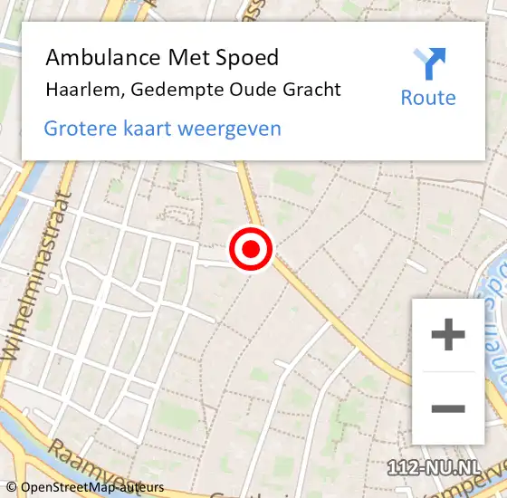 Locatie op kaart van de 112 melding: Ambulance Met Spoed Naar Haarlem, Gedempte Oude Gracht op 23 september 2024 11:51