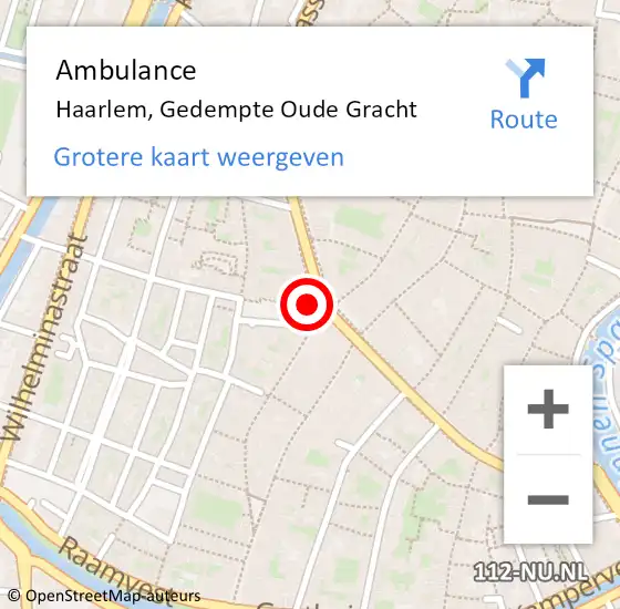 Locatie op kaart van de 112 melding: Ambulance Haarlem, Gedempte Oude Gracht op 23 september 2024 11:54