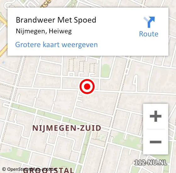 Locatie op kaart van de 112 melding: Brandweer Met Spoed Naar Nijmegen, Heiweg op 23 september 2024 12:06