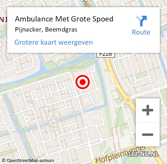 Locatie op kaart van de 112 melding: Ambulance Met Grote Spoed Naar Pijnacker, Beemdgras op 23 september 2024 12:28