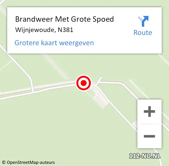 Locatie op kaart van de 112 melding: Brandweer Met Grote Spoed Naar Wijnjewoude, N381 op 21 oktober 2014 07:08