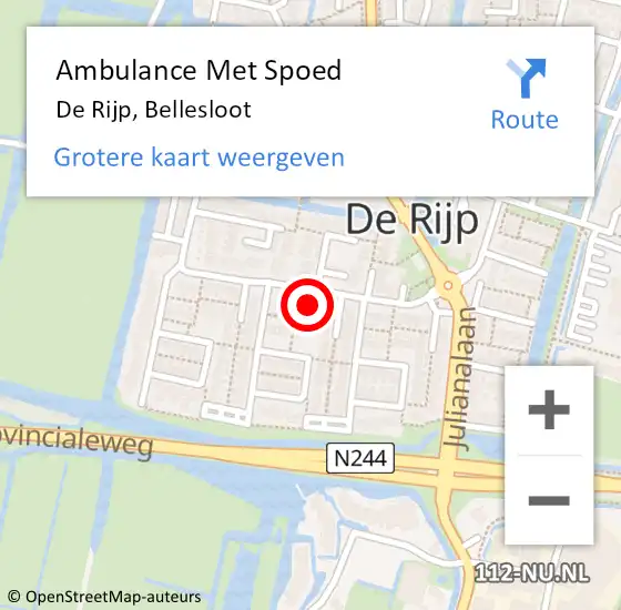 Locatie op kaart van de 112 melding: Ambulance Met Spoed Naar De Rijp, Bellesloot op 23 september 2024 12:45