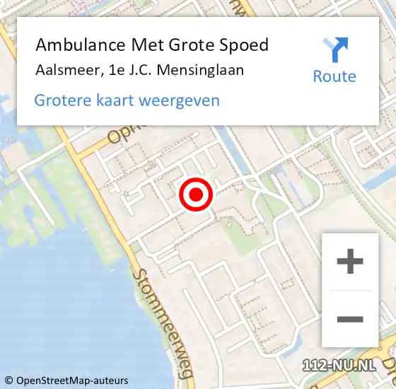 Locatie op kaart van de 112 melding: Ambulance Met Grote Spoed Naar Aalsmeer, 1e J.C. Mensinglaan op 23 september 2024 12:48