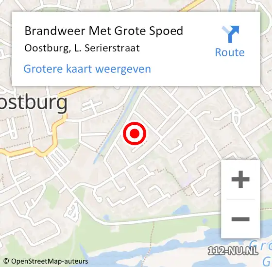 Locatie op kaart van de 112 melding: Brandweer Met Grote Spoed Naar Oostburg, L. Serierstraat op 23 september 2024 12:49