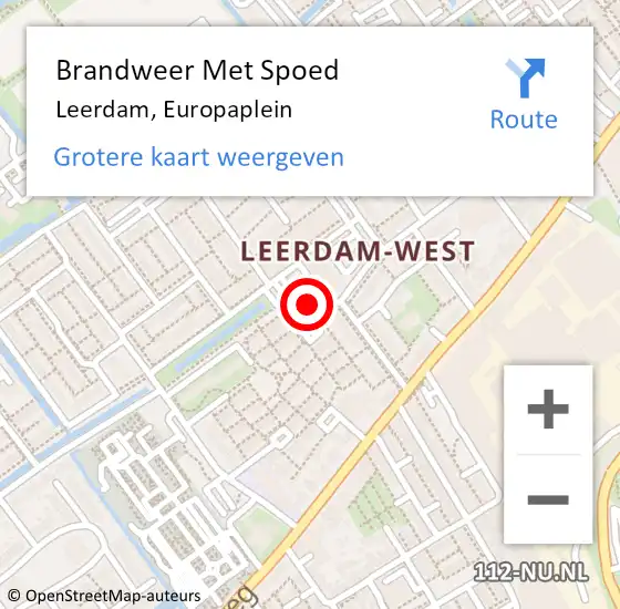 Locatie op kaart van de 112 melding: Brandweer Met Spoed Naar Leerdam, Europaplein op 23 september 2024 12:57