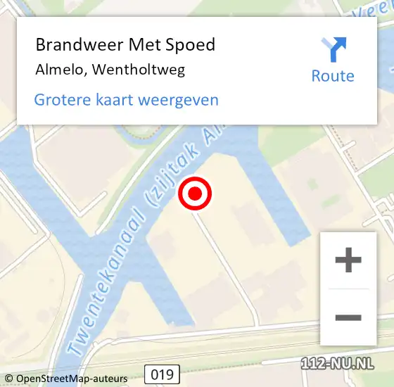 Locatie op kaart van de 112 melding: Brandweer Met Spoed Naar Almelo, Wentholtweg op 23 september 2024 13:03