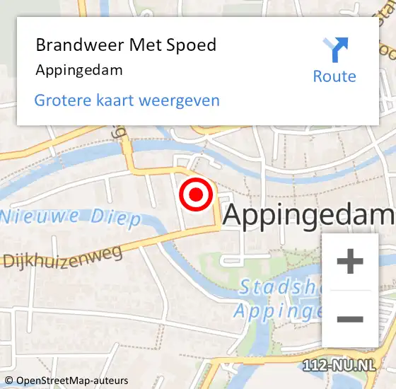 Locatie op kaart van de 112 melding: Brandweer Met Spoed Naar Appingedam op 23 september 2024 13:11