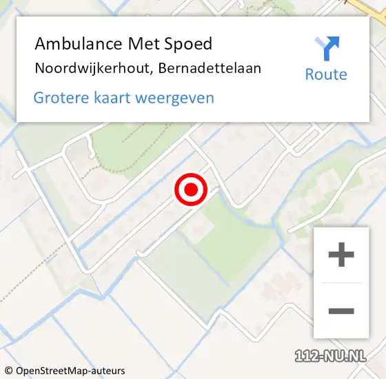 Locatie op kaart van de 112 melding: Ambulance Met Spoed Naar Noordwijkerhout, Bernadettelaan op 23 september 2024 13:20