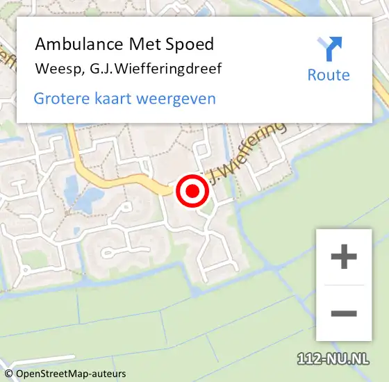 Locatie op kaart van de 112 melding: Ambulance Met Spoed Naar Weesp, G.J.Wiefferingdreef op 23 september 2024 13:21