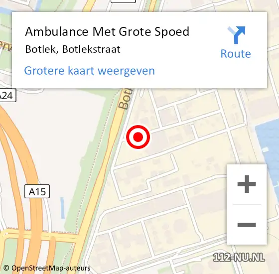 Locatie op kaart van de 112 melding: Ambulance Met Grote Spoed Naar Botlek, Botlekstraat op 21 oktober 2014 07:16