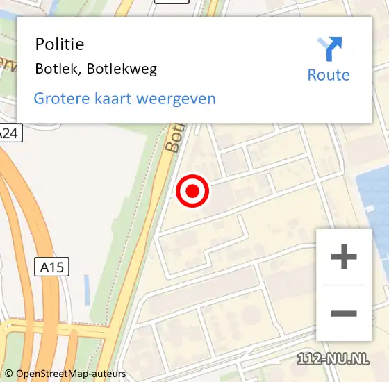 Locatie op kaart van de 112 melding: Politie Botlek, Botlekweg op 21 oktober 2014 07:16