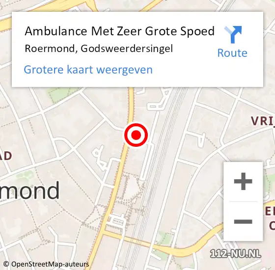 Locatie op kaart van de 112 melding: Ambulance Met Zeer Grote Spoed Naar Roermond, Godsweerdersingel op 23 september 2024 13:33