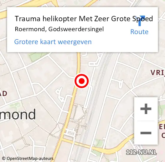 Locatie op kaart van de 112 melding: Trauma helikopter Met Zeer Grote Spoed Naar Roermond, Godsweerdersingel op 23 september 2024 13:34