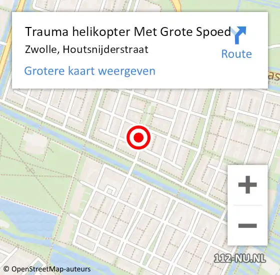 Locatie op kaart van de 112 melding: Trauma helikopter Met Grote Spoed Naar Zwolle, Houtsnijderstraat op 23 september 2024 13:39