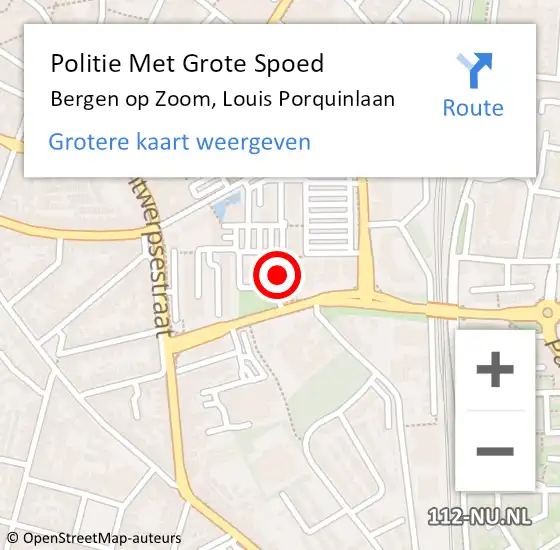 Locatie op kaart van de 112 melding: Politie Met Grote Spoed Naar Bergen op Zoom, Louis Porquinlaan op 23 september 2024 13:48