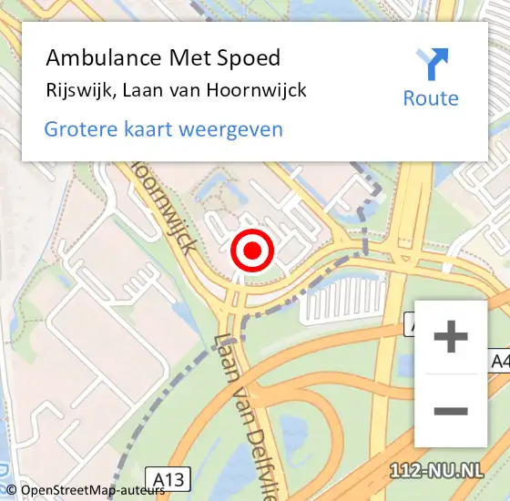 Locatie op kaart van de 112 melding: Ambulance Met Spoed Naar Rijswijk, Laan van Hoornwijck op 23 september 2024 13:52