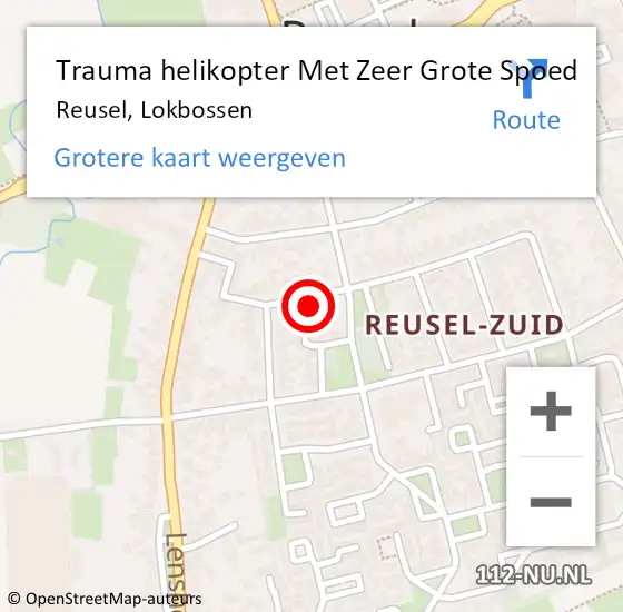 Locatie op kaart van de 112 melding: Trauma helikopter Met Zeer Grote Spoed Naar Reusel, Lokbossen op 23 september 2024 13:54