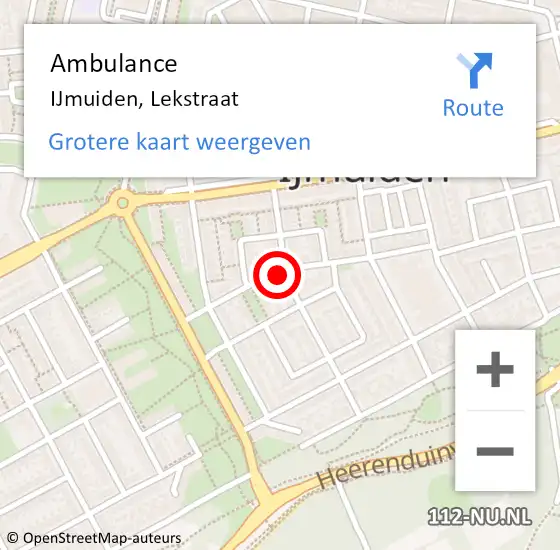 Locatie op kaart van de 112 melding: Ambulance IJmuiden, Lekstraat op 23 september 2024 14:04