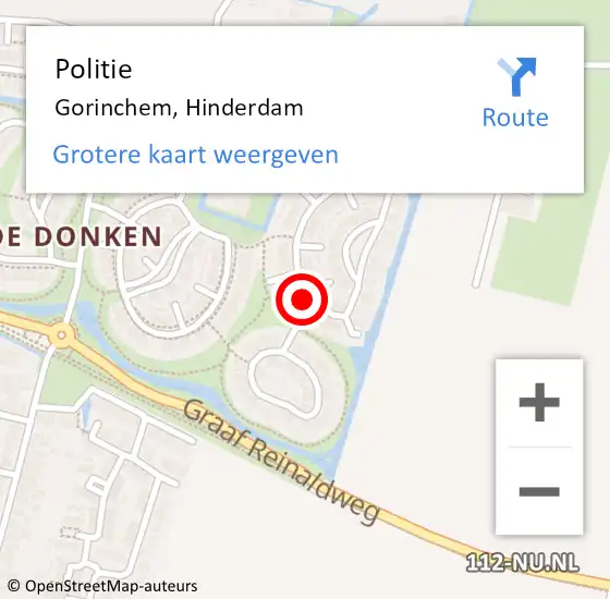 Locatie op kaart van de 112 melding: Politie Gorinchem, Hinderdam op 23 september 2024 14:28