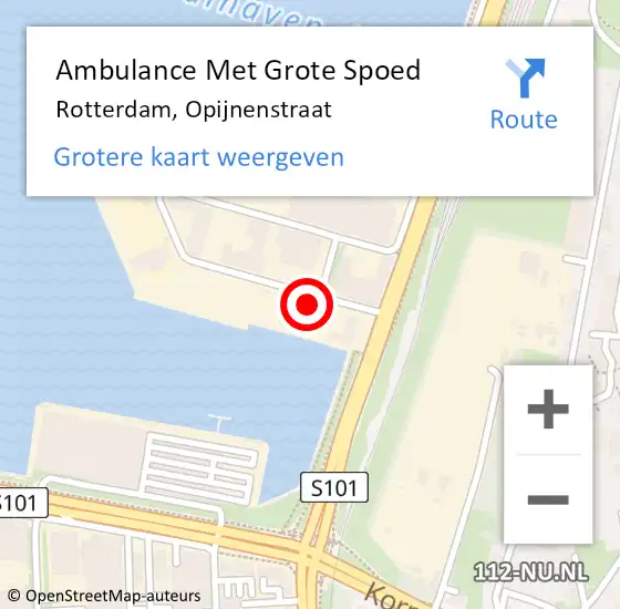 Locatie op kaart van de 112 melding: Ambulance Met Grote Spoed Naar Rotterdam, Opijnenstraat op 23 september 2024 14:29