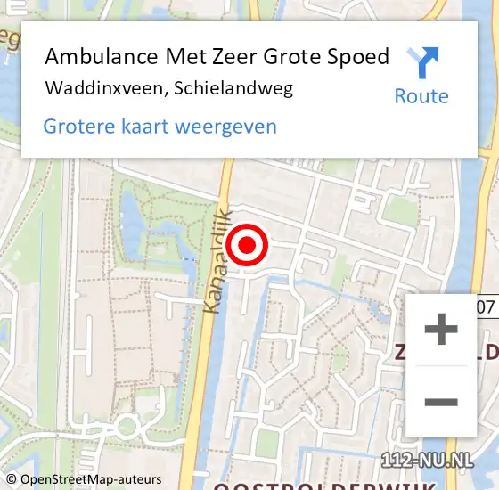 Locatie op kaart van de 112 melding: Ambulance Met Zeer Grote Spoed Naar Waddinxveen, Schielandweg op 23 september 2024 14:36