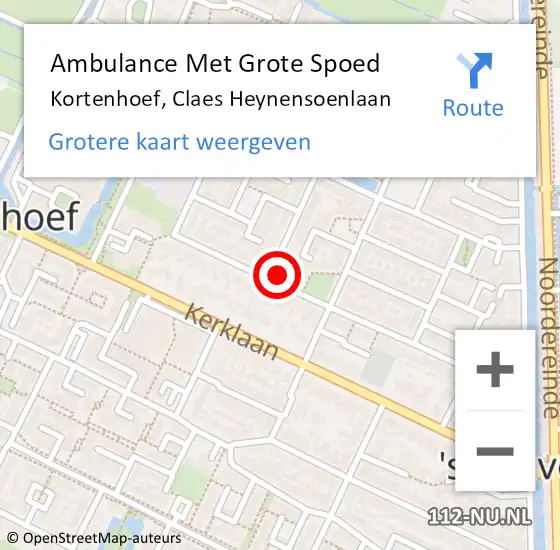 Locatie op kaart van de 112 melding: Ambulance Met Grote Spoed Naar Kortenhoef, Claes Heynensoenlaan op 21 oktober 2014 07:38