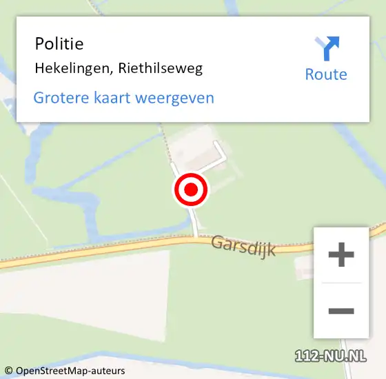 Locatie op kaart van de 112 melding: Politie Hekelingen, Riethilseweg op 23 september 2024 14:50