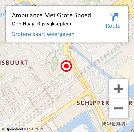 Locatie op kaart van de 112 melding: Ambulance Met Grote Spoed Naar Den Haag, Rijswijkseplein op 23 september 2024 14:53