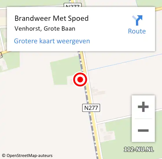 Locatie op kaart van de 112 melding: Brandweer Met Spoed Naar Venhorst, Grote Baan op 23 september 2024 14:56