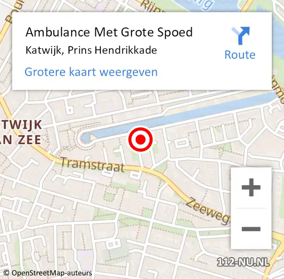 Locatie op kaart van de 112 melding: Ambulance Met Grote Spoed Naar Katwijk, Prins Hendrikkade op 23 september 2024 14:59