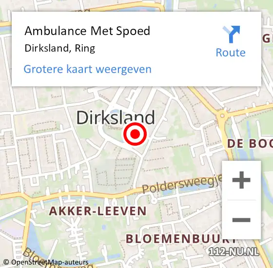 Locatie op kaart van de 112 melding: Ambulance Met Spoed Naar Dirksland, Ring op 23 september 2024 15:06