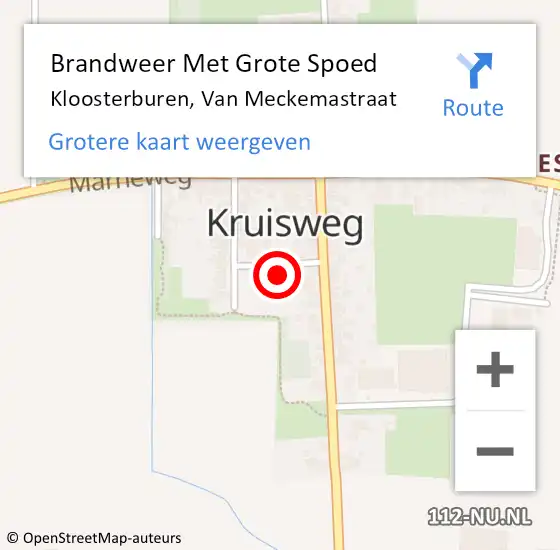 Locatie op kaart van de 112 melding: Brandweer Met Grote Spoed Naar Kloosterburen, Van Meckemastraat op 23 september 2024 15:07