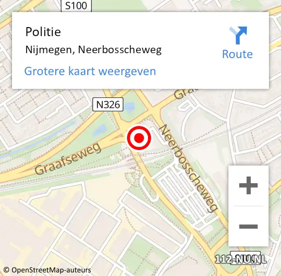 Locatie op kaart van de 112 melding: Politie Nijmegen, Neerbosscheweg op 23 september 2024 15:08