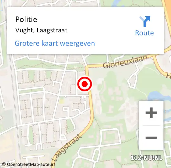 Locatie op kaart van de 112 melding: Politie Vught, Laagstraat op 23 september 2024 15:11