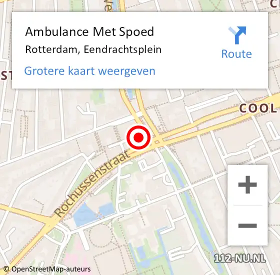 Locatie op kaart van de 112 melding: Ambulance Met Spoed Naar Rotterdam, Eendrachtsplein op 23 september 2024 15:21