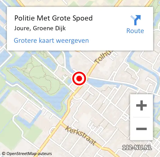 Locatie op kaart van de 112 melding: Politie Met Grote Spoed Naar Joure, Groene Dijk op 23 september 2024 15:23