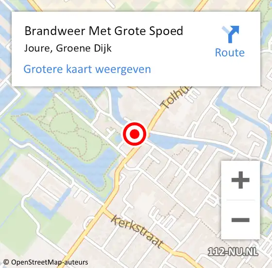 Locatie op kaart van de 112 melding: Brandweer Met Grote Spoed Naar Joure, Groene Dijk op 23 september 2024 15:24