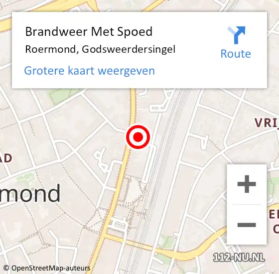 Locatie op kaart van de 112 melding: Brandweer Met Spoed Naar Roermond, Godsweerdersingel op 23 september 2024 15:25